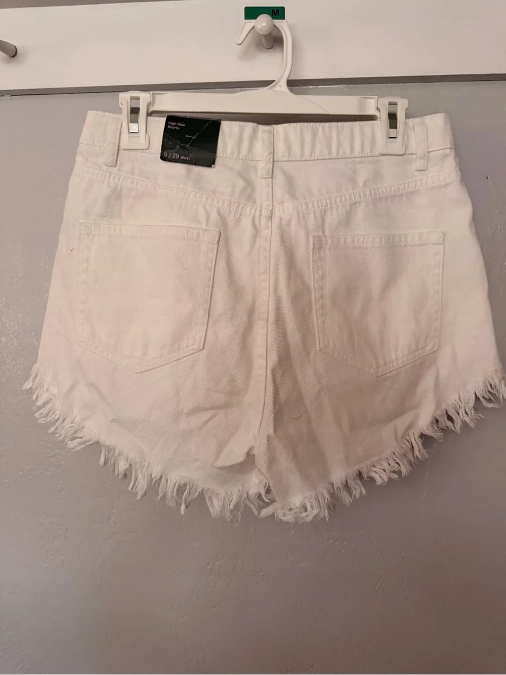 wild fable White High-Waist Frayed Hem Denim Shorts - Picture 2 of 4